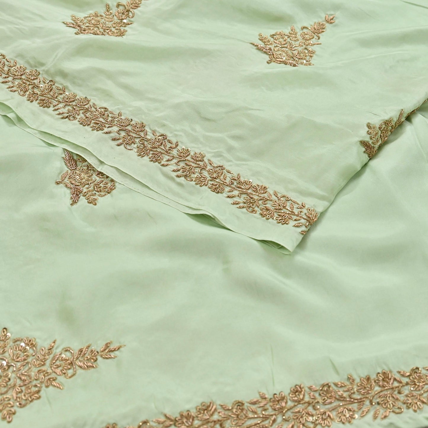 Rare Vintage Pista Green Pure Silk Saree Zardozi Hand Embroidered Designer Sabyasachi Sari 5.5 Yard Bollywood Party Wear