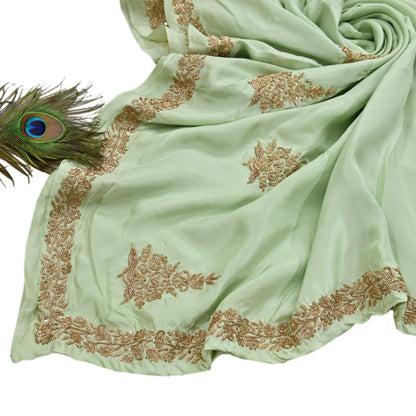 Rare Vintage Pista Green Pure Silk Saree Zardozi Hand Embroidered Designer Sabyasachi Sari 5.5 Yard Bollywood Party Wear