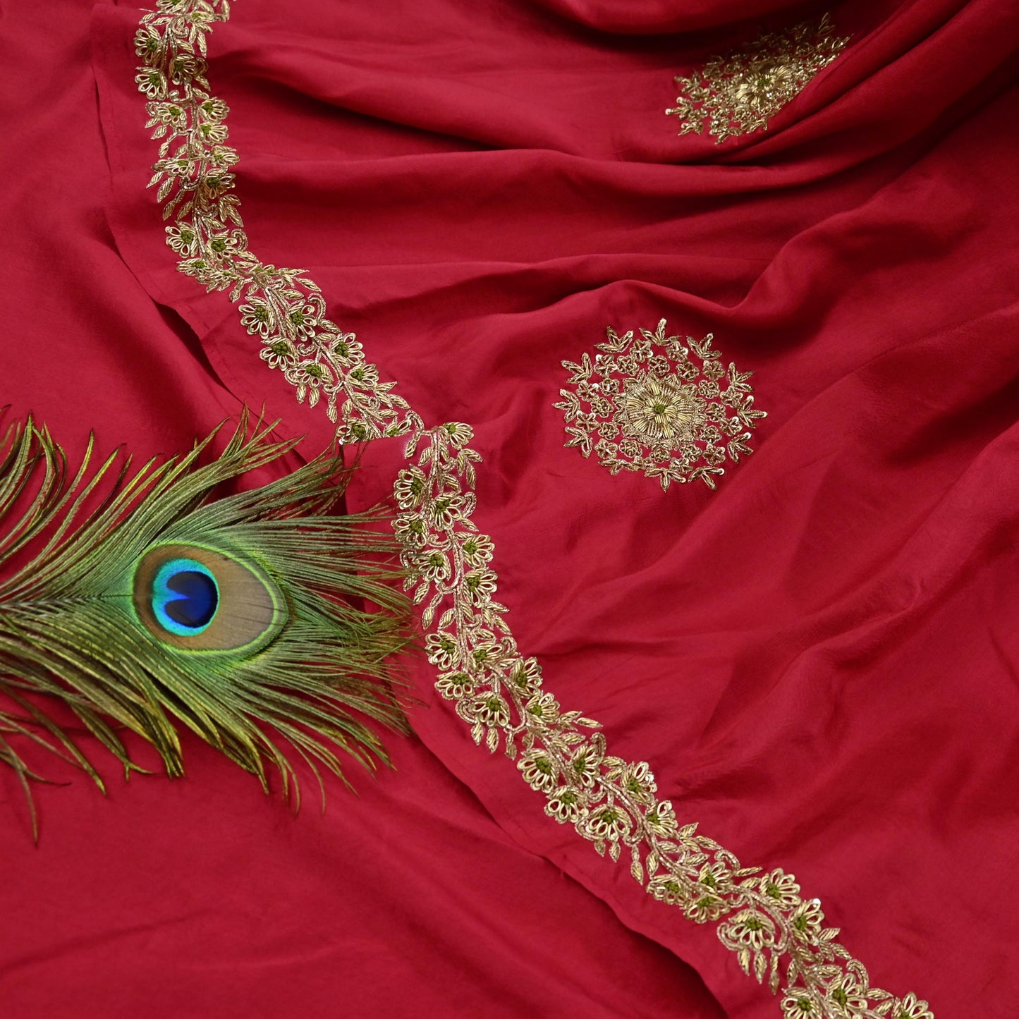 Rare Vintage Red Pure Silk Saree Zardozi Hand Embroidered Designer Sabyasachi Sari 5.5 Yard Bollywood Party Wear