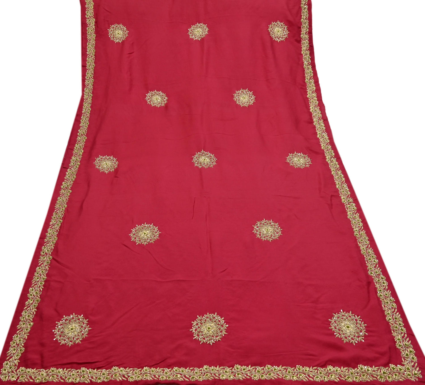 Rare Vintage Red Pure Silk Saree Zardozi Hand Embroidered Designer Sabyasachi Sari 5.5 Yard Bollywood Party Wear