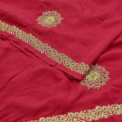Rare Vintage Red Pure Silk Saree Zardozi Hand Embroidered Designer Sabyasachi Sari 5.5 Yard Bollywood Party Wear
