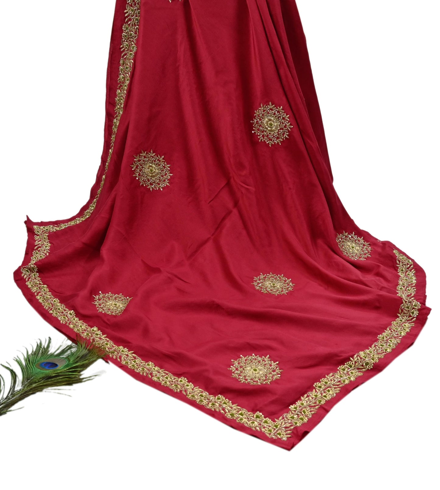 Rare Vintage Red Pure Silk Saree Zardozi Hand Embroidered Designer Sabyasachi Sari 5.5 Yard Bollywood Party Wear