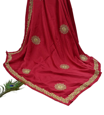 Rare Vintage Red Pure Silk Saree Zardozi Hand Embroidered Designer Sabyasachi Sari 5.5 Yard Bollywood Party Wear