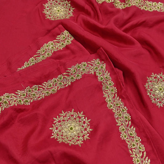 Rare Vintage Red Pure Silk Saree Zardozi Hand Embroidered Designer Sabyasachi Sari 5.5 Yard Bollywood Party Wear