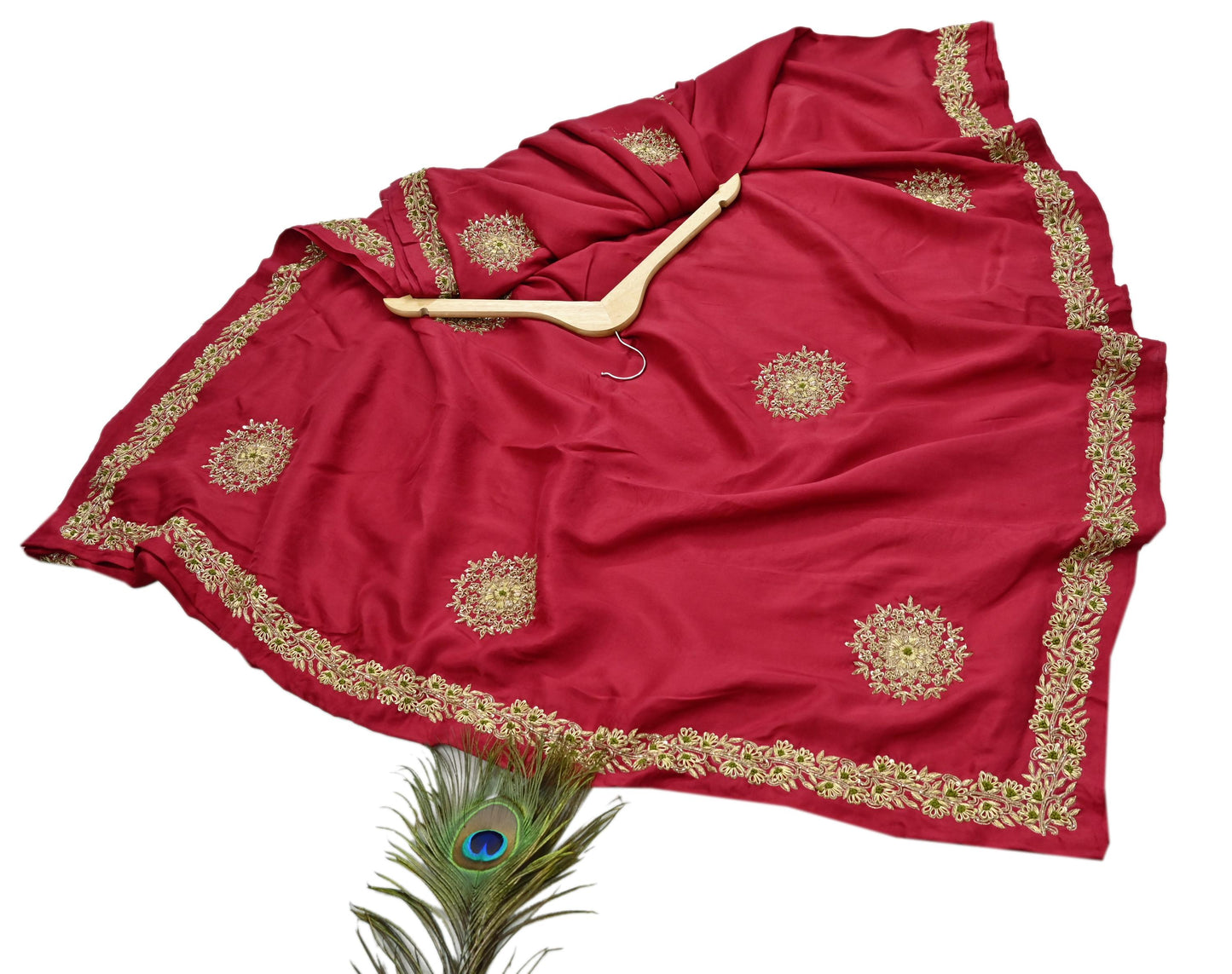 Rare Vintage Red Pure Silk Saree Zardozi Hand Embroidered Designer Sabyasachi Sari 5.5 Yard Bollywood Party Wear