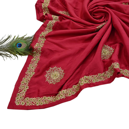 Rare Vintage Red Pure Silk Saree Zardozi Hand Embroidered Designer Sabyasachi Sari 5.5 Yard Bollywood Party Wear