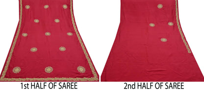 Rare Vintage Red Pure Silk Saree Zardozi Hand Embroidered Designer Sabyasachi Sari 5.5 Yard Bollywood Party Wear