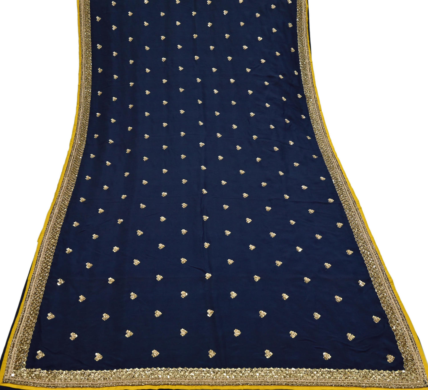 Rare Vintage Deep Blue Pure Silk Saree Zardozi Hand Embroidered Designer Sabyasachi Sari 5.5 Yard Bollywood Party Wear