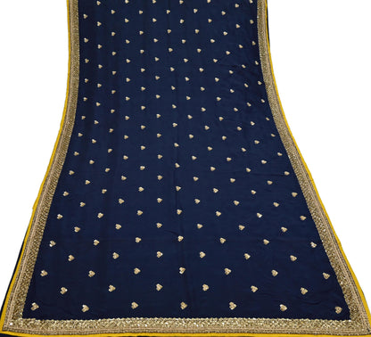 Rare Vintage Deep Blue Pure Silk Saree Zardozi Hand Embroidered Designer Sabyasachi Sari 5.5 Yard Bollywood Party Wear