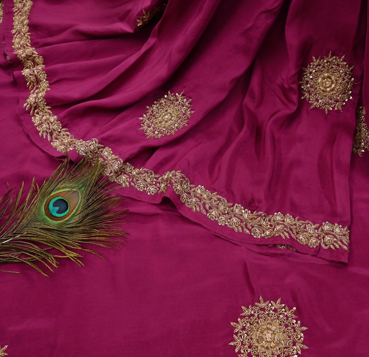 Rare Vintage Purple Pure Silk Saree Zardozi Hand Embroidered Designer Sabyasachi Sari 5.5 Yard Bollywood Party Wear
