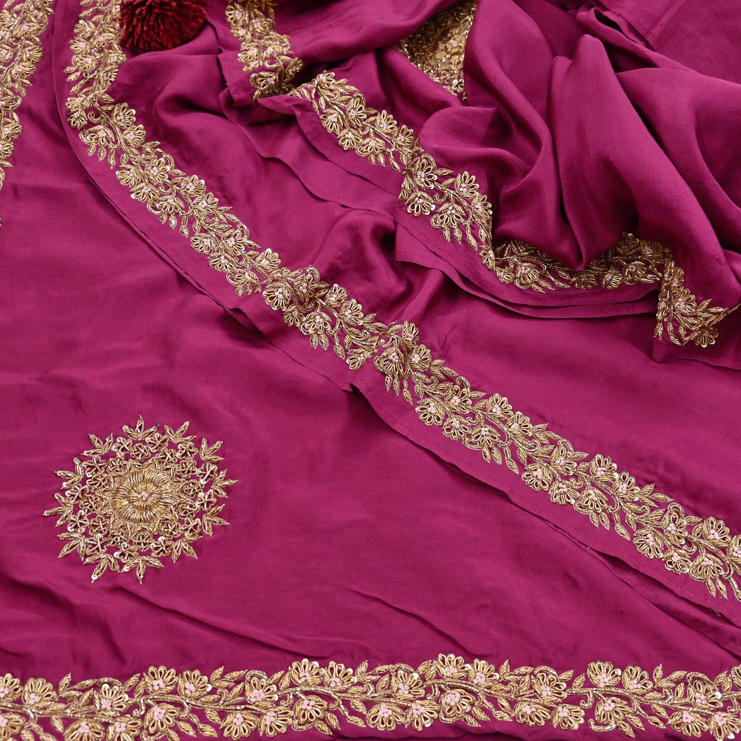 Rare Vintage Purple Pure Silk Saree Zardozi Hand Embroidered Designer Sabyasachi Sari 5.5 Yard Bollywood Party Wear