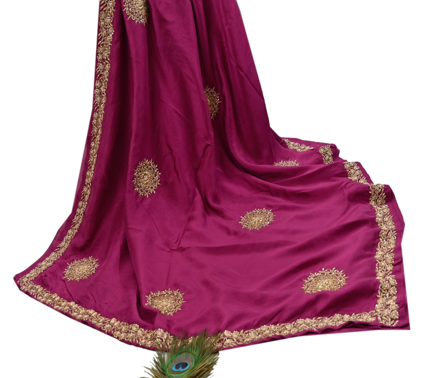 Rare Vintage Purple Pure Silk Saree Zardozi Hand Embroidered Designer Sabyasachi Sari 5.5 Yard Bollywood Party Wear