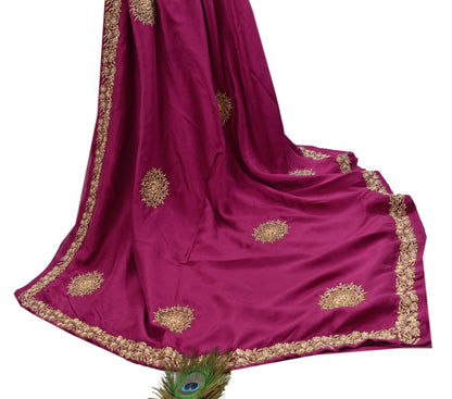 Rare Vintage Purple Pure Silk Saree Zardozi Hand Embroidered Designer Sabyasachi Sari 5.5 Yard Bollywood Party Wear