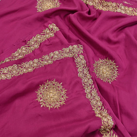 Rare Vintage Purple Pure Silk Saree Zardozi Hand Embroidered Designer Sabyasachi Sari 5.5 Yard Bollywood Party Wear