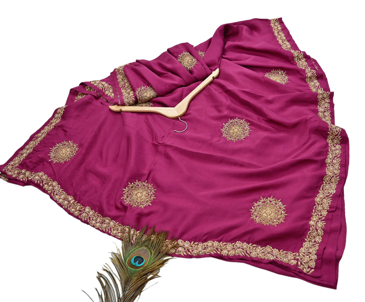 Rare Vintage Purple Pure Silk Saree Zardozi Hand Embroidered Designer Sabyasachi Sari 5.5 Yard Bollywood Party Wear