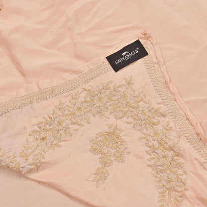 Rare Vintage Light Peach Pure Silk Saree Zardozi Hand Embroidered Designer Sabyasachi Sari 5.5 Yard Bollywood Party Wear