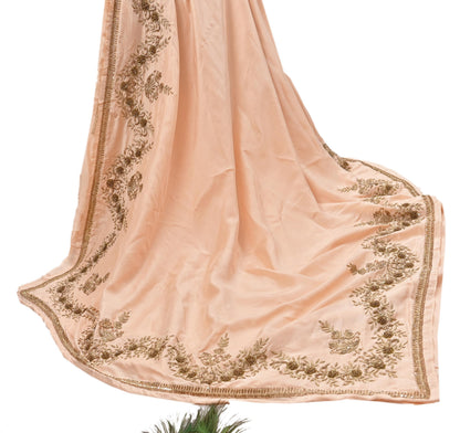 Rare Vintage Light Peach Pure Silk Saree Zardozi Hand Embroidered Designer Sabyasachi Sari 5.5 Yard Bollywood Party Wear