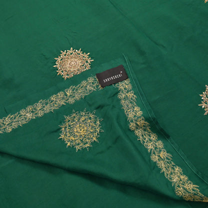 Rare Vintage Bottle Green Pure Silk Saree Zardozi Hand Embroidered Designer Sabyasachi Sari 5.5 Yard Bollywood Party Wear