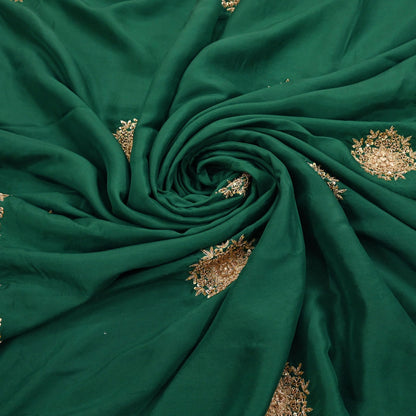 Rare Vintage Bottle Green Pure Silk Saree Zardozi Hand Embroidered Designer Sabyasachi Sari 5.5 Yard Bollywood Party Wear