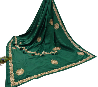 Rare Vintage Bottle Green Pure Silk Saree Zardozi Hand Embroidered Designer Sabyasachi Sari 5.5 Yard Bollywood Party Wear