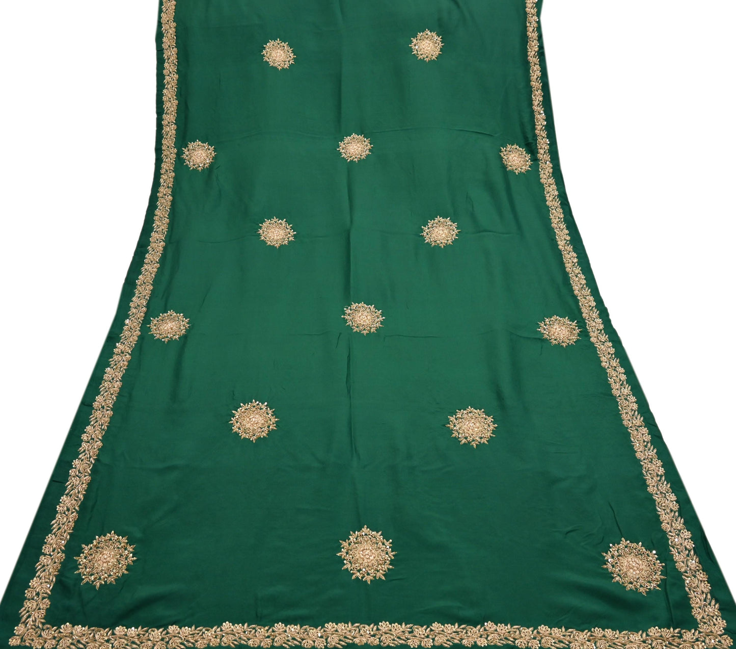 Rare Vintage Bottle Green Pure Silk Saree Zardozi Hand Embroidered Designer Sabyasachi Sari 5.5 Yard Bollywood Party Wear