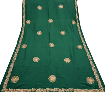 Rare Vintage Bottle Green Pure Silk Saree Zardozi Hand Embroidered Designer Sabyasachi Sari 5.5 Yard Bollywood Party Wear