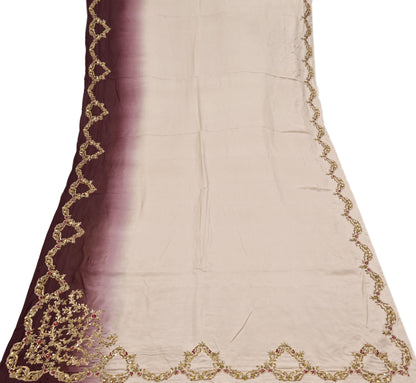 Rare Vintage Brown & Beige Pure Silk Saree Zardozi Hand Embroidered Designer Sabyasachi Sari 5.5 Yard Bollywood Party Wear