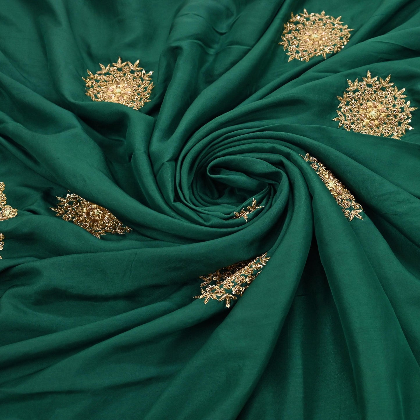 Rare Vintage Bottle Green Pure Silk Saree Zardozi Hand Embroidered Designer Sabyasachi Sari 5.5 Yard Bollywood Party Wear