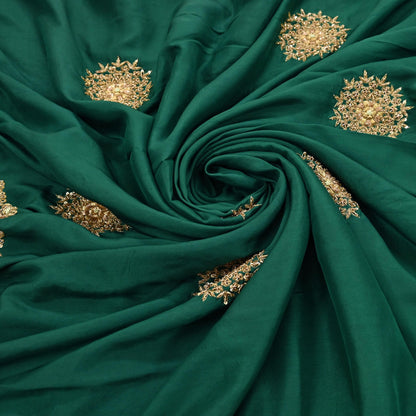 Rare Vintage Bottle Green Pure Silk Saree Zardozi Hand Embroidered Designer Sabyasachi Sari 5.5 Yard Bollywood Party Wear