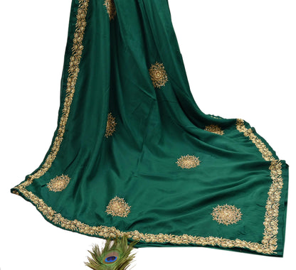 Rare Vintage Bottle Green Pure Silk Saree Zardozi Hand Embroidered Designer Sabyasachi Sari 5.5 Yard Bollywood Party Wear