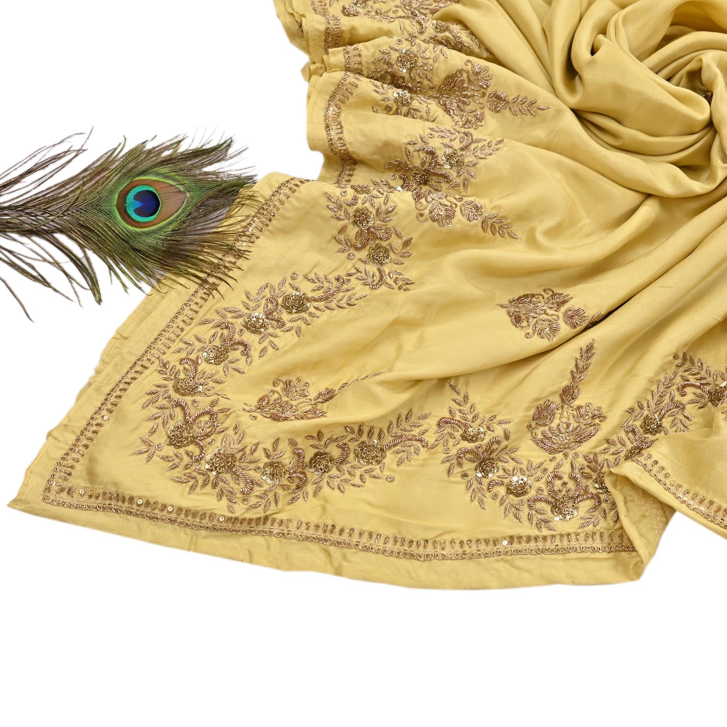 Rare Vintage Yellow Pure Silk Saree Zardozi Hand Embroidered Designer Sabyasachi Sari 5.5 Yard Bollywood Party Wear