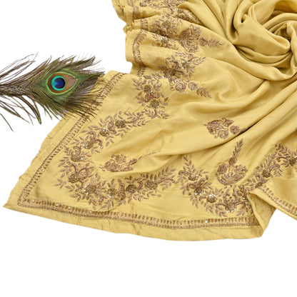 Rare Vintage Yellow Pure Silk Saree Zardozi Hand Embroidered Designer Sabyasachi Sari 5.5 Yard Bollywood Party Wear