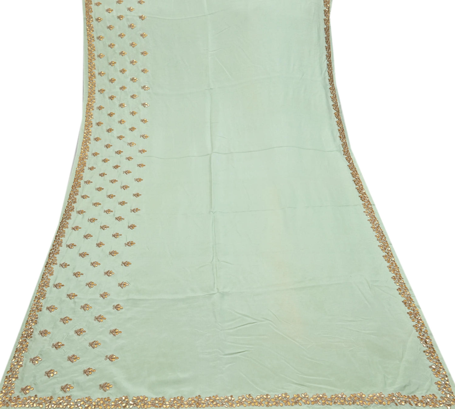 Rare Vintage Pista Green Pure Silk Saree Zardozi Gota Hand Embroidered Designer Sabyasachi Sari 5.5 Yard Bollywood Party Wear