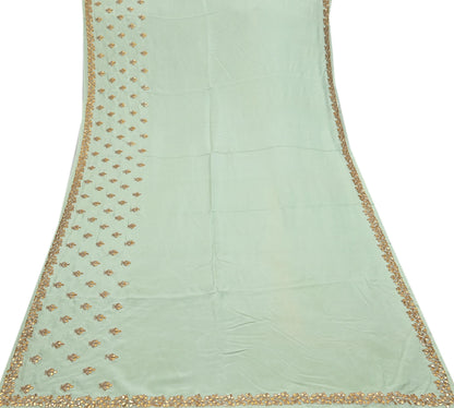 Rare Vintage Pista Green Pure Silk Saree Zardozi Gota Hand Embroidered Designer Sabyasachi Sari 5.5 Yard Bollywood Party Wear