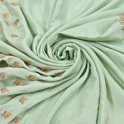 Rare Vintage Pista Green Pure Silk Saree Zardozi Gota Hand Embroidered Designer Sabyasachi Sari 5.5 Yard Bollywood Party Wear