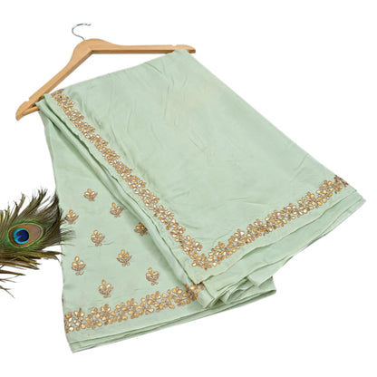 Rare Vintage Pista Green Pure Silk Saree Zardozi Gota Hand Embroidered Designer Sabyasachi Sari 5.5 Yard Bollywood Party Wear