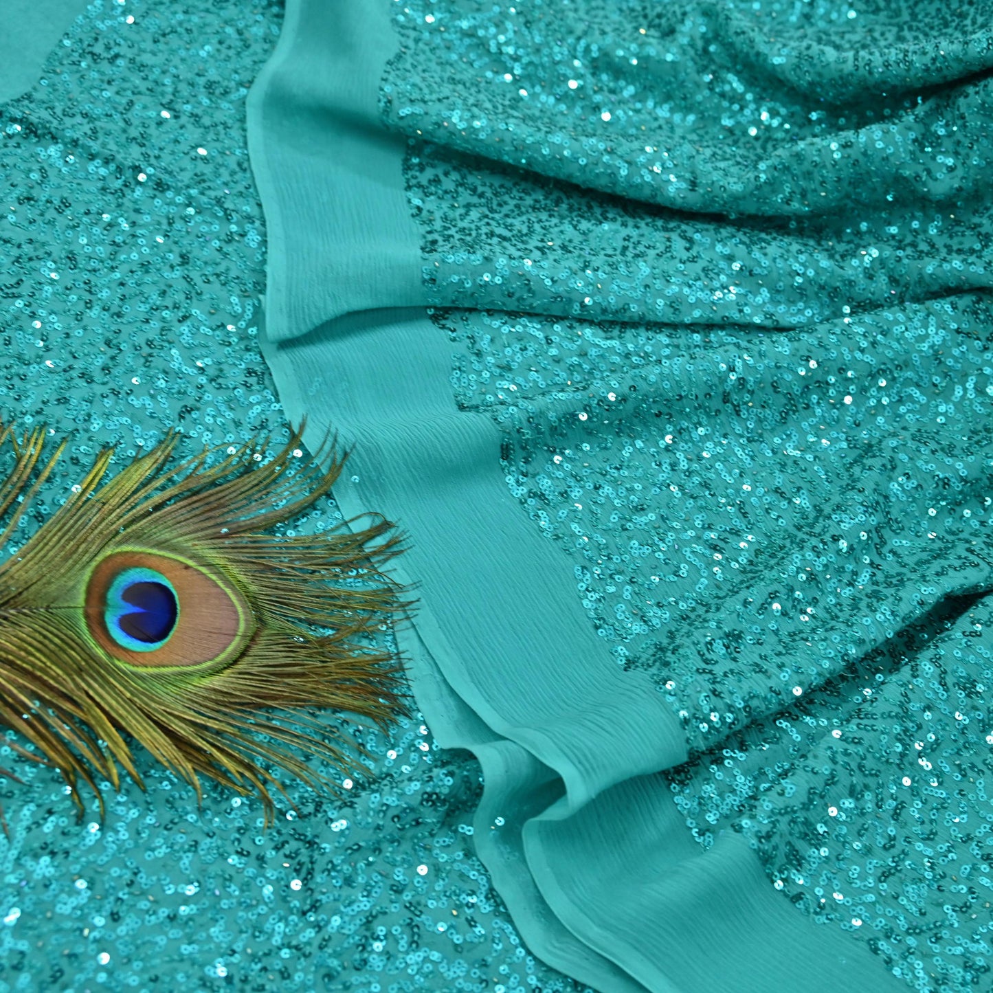 Rare Vintage Green Pure Chiffon Silk Saree Hand Embroidered Mukesh Fabric 5.5 Yards Sari Bollywood Party Wear Ethnic saree