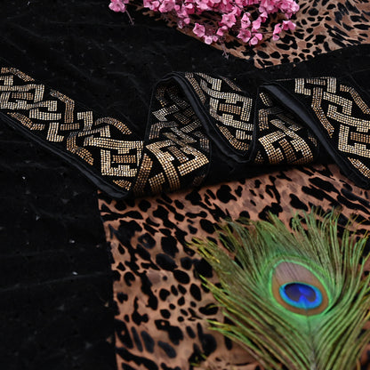 Vintage Brown & Black Brasso Saree Heavy Embroidery 5.5 Yards Soft Brasso Fabric Ideal for Crafting Wedding Wear Bollywood sarees