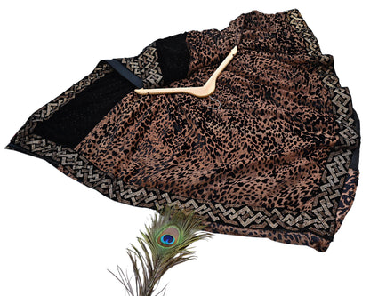 Vintage Brown & Black Brasso Saree Heavy Embroidery 5.5 Yards Soft Brasso Fabric Ideal for Crafting Wedding Wear Bollywood sarees
