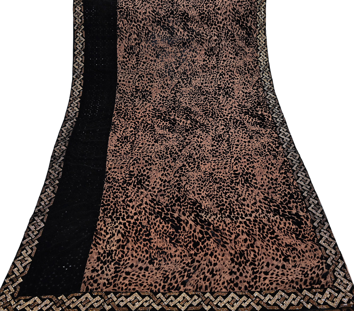 Vintage Brown & Black Brasso Saree Heavy Embroidery 5.5 Yards Soft Brasso Fabric Ideal for Crafting Wedding Wear Bollywood sarees