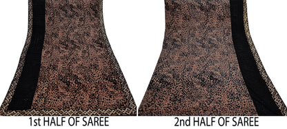 Vintage Brown & Black Brasso Saree Heavy Embroidery 5.5 Yards Soft Brasso Fabric Ideal for Crafting Wedding Wear Bollywood sarees