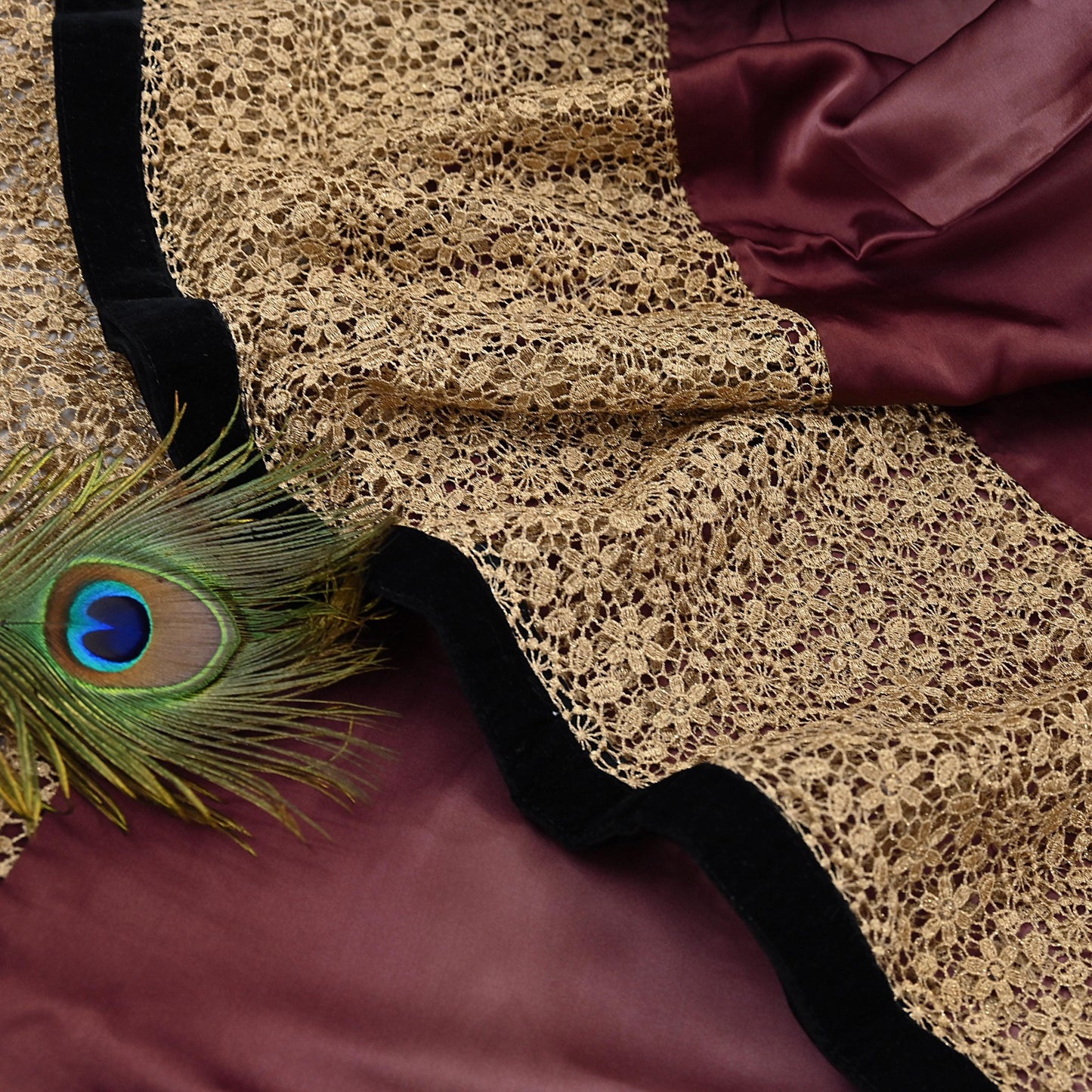 Rare Vintage Brown & Peach Pure Satin Silk Saree Hand Embroidered Fabric 5.5 Yards Sari Bollywood Party Wear Ethnic Designer Saree