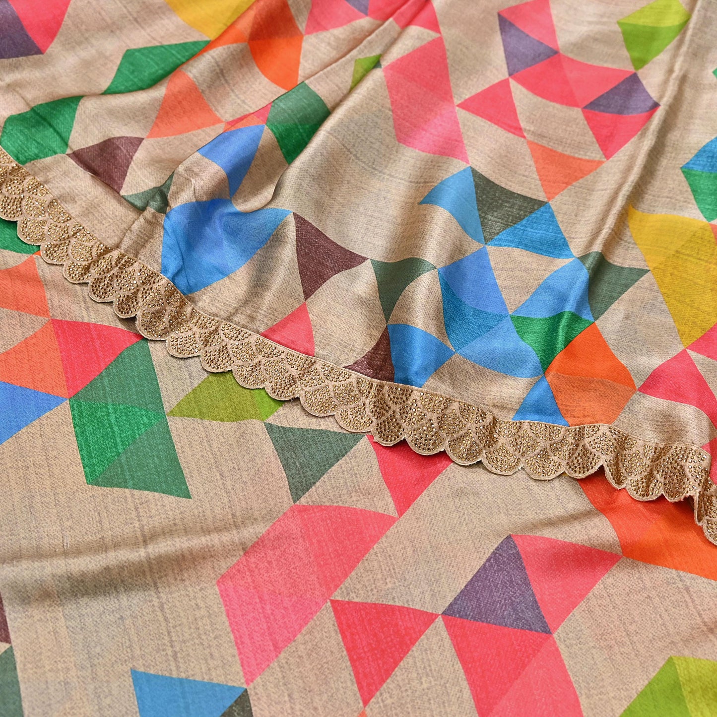 Rare Vintage Multi Pure Satin Silk Saree Hand Embroidered Fabric 5.5 Yards Sari Bollywood Party Wear Ethnic Designer Saree