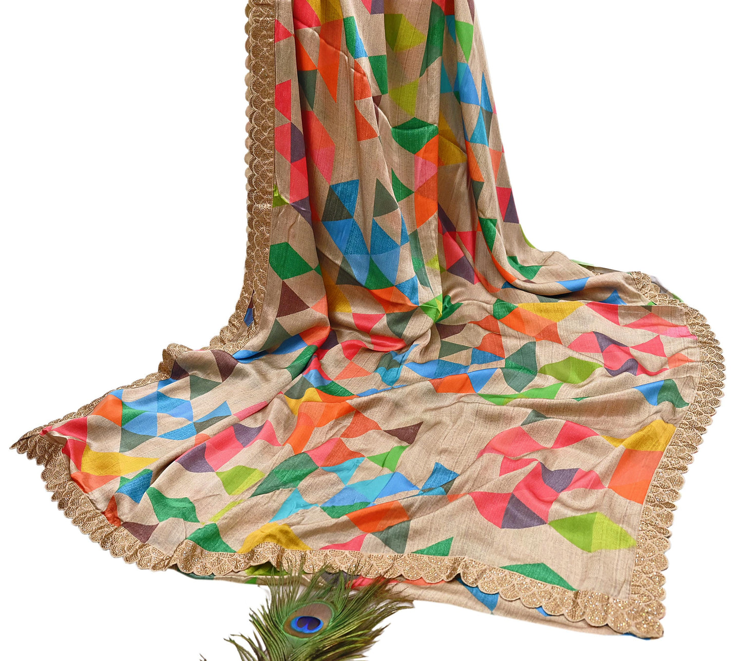 Rare Vintage Multi Pure Satin Silk Saree Hand Embroidered Fabric 5.5 Yards Sari Bollywood Party Wear Ethnic Designer Saree