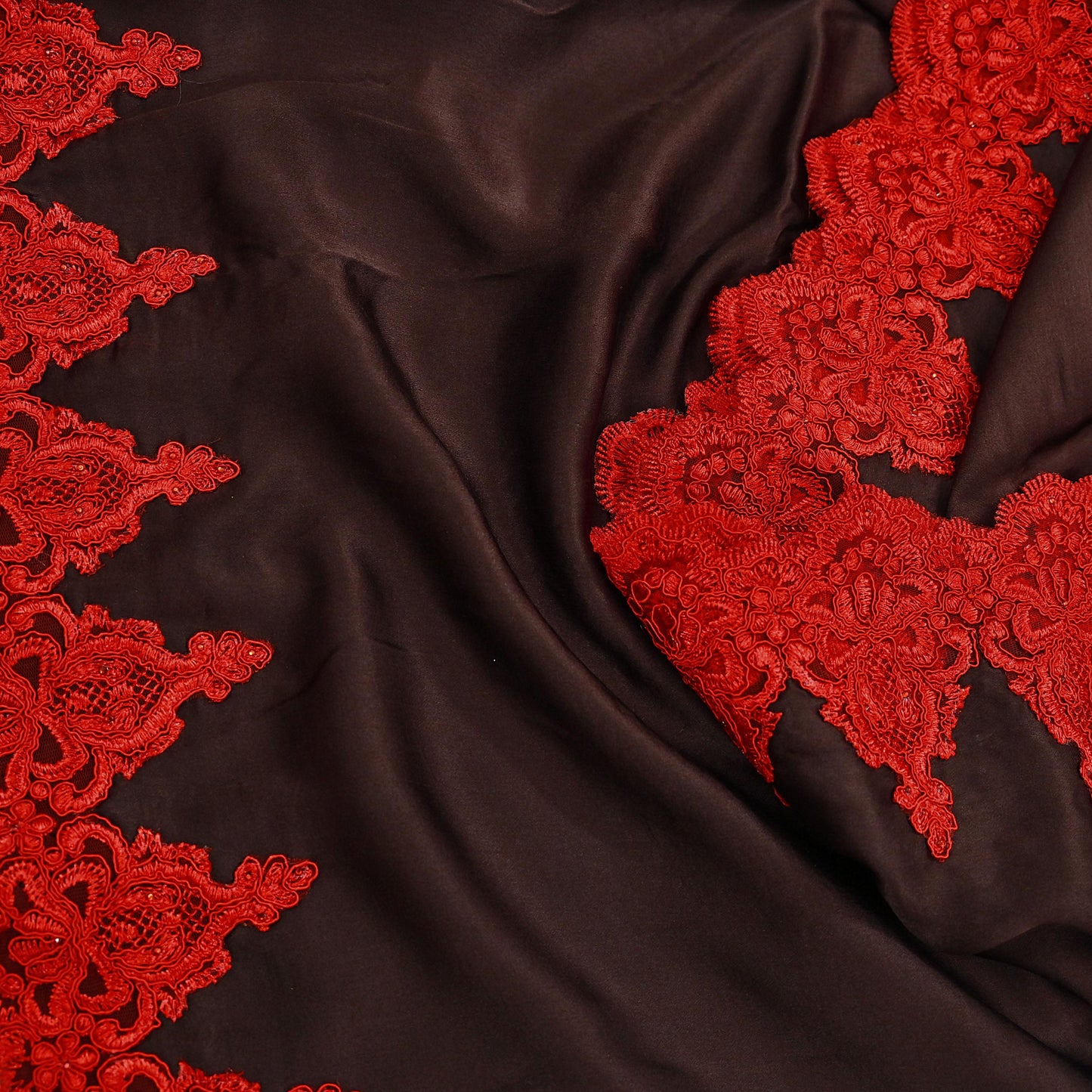 Rare Vintage Brown Pure Satin Silk Saree Hand Embroidered Fabric 5.5 Yards Sari Bollywood Party Wear Ethnic Designer Saree