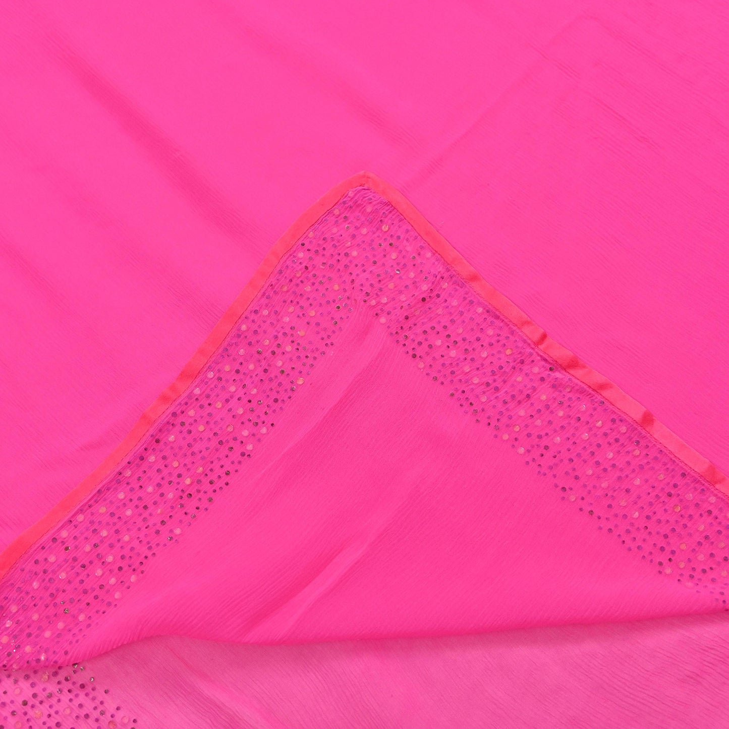 Rare Vintage Magenta Pure Chiffon Silk Saree Hand Embroidered Fabric 5.5 Yards Sari Bollywood Party Wear Ethnic saree