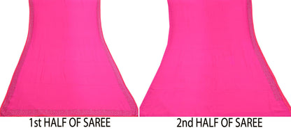 Rare Vintage Magenta Pure Chiffon Silk Saree Hand Embroidered Fabric 5.5 Yards Sari Bollywood Party Wear Ethnic saree