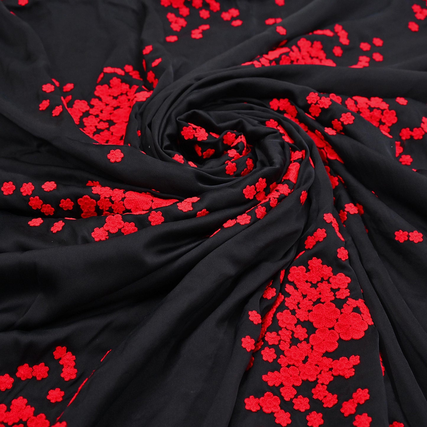Rare Vintage Black Pure Satin Silk Saree Hand Embroidered Designer Abu Jani Sari 5.5 Yard Bollywood Party Wear with Blouse fabric