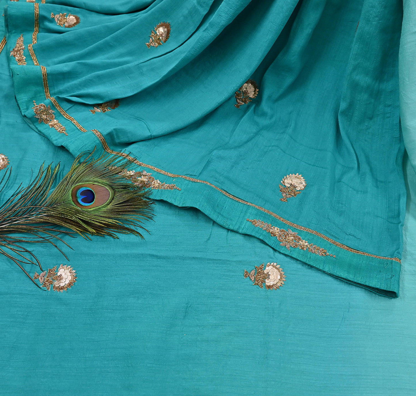 Rare Green Pure Silk Saree Zardozi Hand Embroidered Designer Sabyasachi Sari 6 Yard Bollywood Party Wear with Blouse Fabric