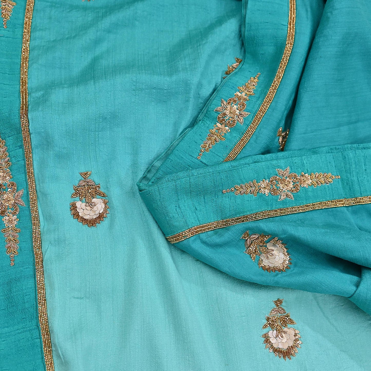 Rare Green Pure Silk Saree Zardozi Hand Embroidered Designer Sabyasachi Sari 6 Yard Bollywood Party Wear with Blouse Fabric